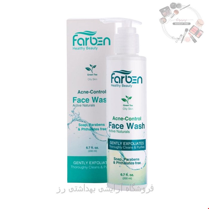  ژل شست و شو صورت فاربن حاوی عصاره چای سبز مخصوص پوست های چرب حجم 200 میلی لیتر 